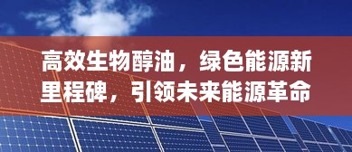 高效生物醇油，绿色能源新里程碑，引领未来能源革命！