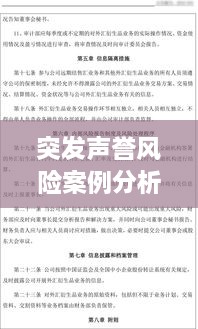 突发声誉风险案例分析，深度解读危机背后的故事