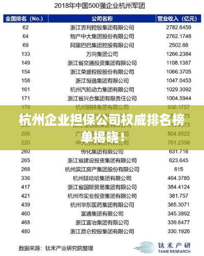 杭州企业担保公司权威排名榜单揭晓！